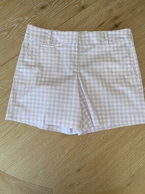 Ann Taylor Lilac Gingham Tailored Bermuda Shorts